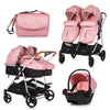 Chipolino Duo Smart 2u1 Kombinovana kolica za blizance i-Size - Flamingo (Roze)