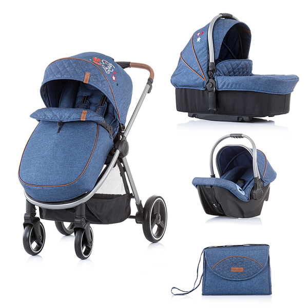 Kolica za decu i bebe Chipolino 3u1 Prema - Denim (Plava)