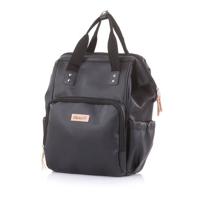Torba/ranac za kolica Chipolino sa podlogom za previjanje - Black leather (Crna koža)